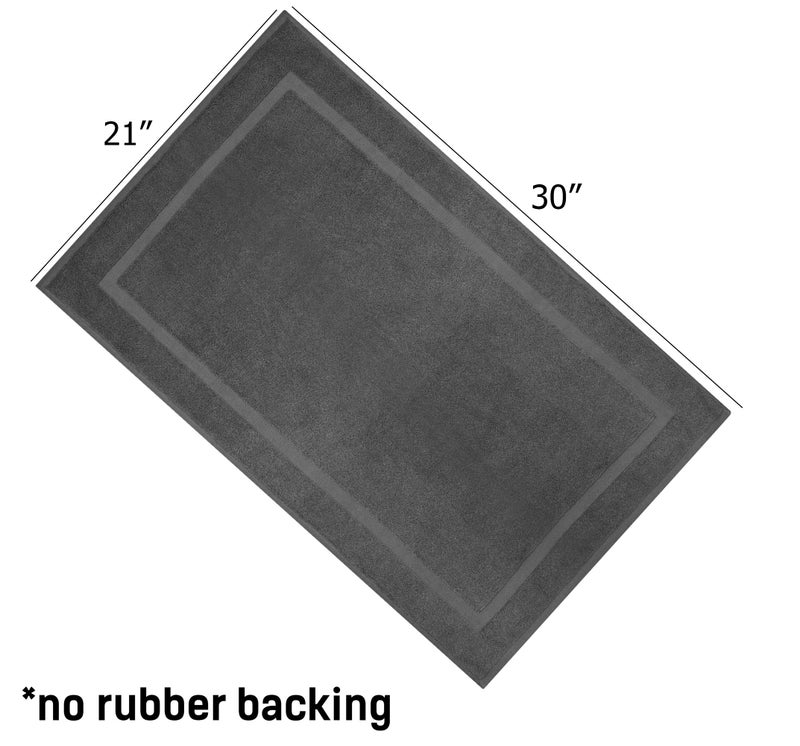 COTTON CRAFT Bath Mats - 2 Pack 100% Cotton 21x30 Inches - Ultra Absorbent - Plush 900 GSM - Banded Border Luxury Towel Rug - Step Out Tub Shower Floor Mat -Not a Bathroom Rug - Charcoal Grey - Image 3